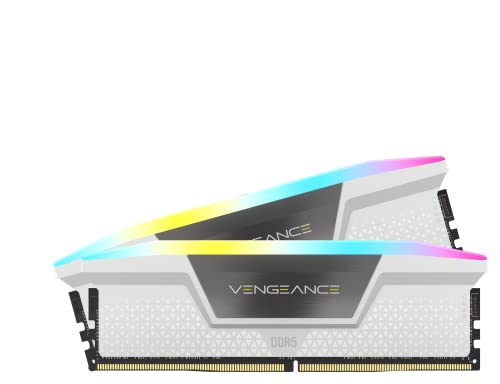 CORSAIR VENGEANCE RGB DDR5 RAM 32GB (2x16GB) 6000MHz CL36 Intel XMP iCUE Compatible Computer Memory - White (CMH32GX5M2D6000C36W)