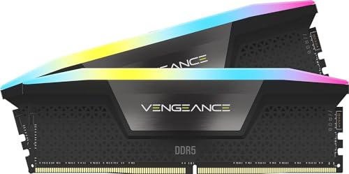 CORSAIR VENGEANCE RGB DDR5 RAM 32GB (2x16GB) 7200MHz CL34 Intel XMP iCUE Compatible Computer Memory - Black (CMH32GX5M2X7200C34)
