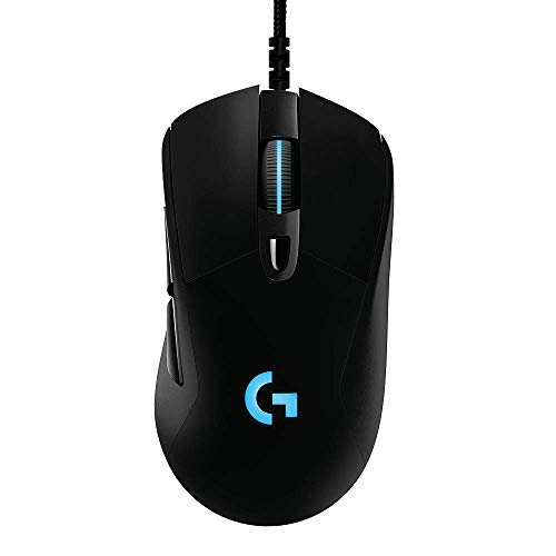 Logitech G403 Hero 25K Gaming Mouse, Lightsync RGB, Lightweight 87G+10G optional, Braided Cable, 25, 600 DPI, Rubber Side Grips, Black, 4.9" x 2.7" x 1.7"