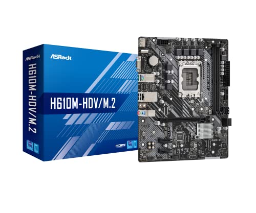 ASRock H610M-HDV/M.2 Intel H610 Series CPU (LGA1700) Compatible H610 MicroATX Motherboard