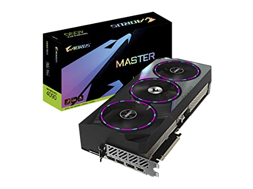 GIGABYTE GV-N4090AORUS M-24GD AORUS GeForce RTX 4090 Master 24G Graphics Card, 3X WINDFORCE Fans, 24GB 384-bit GDDR6X, Video Card