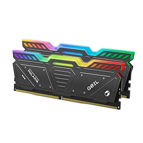 GeIL Polaris RGB DDR5 RAM, 32GB (16GBx2) 5200MHz 1.25V, Intel Compatible, Long DIMM High Speed Desktop Memory, Hardcore Immersive Gaming/Multimedia Content Creation/Quality Live Streaming(Gray)…