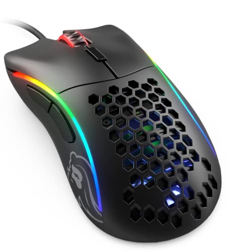 Glorious Gaming Model D- (Minus) Wired Gaming Mouse - 61g Superlight Honeycomb Design, RGB, Ergonomic, Pixart 3360 Sensor, Omron Switches, PTFE Feet, 6 Buttons - Matte Black