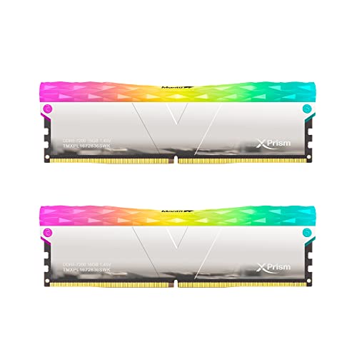 V-Color DDR5 Manta XPrism 32GB(16GBx2) 7200MHz 2Gx8 CL36 1.45V SK Hynix IC RGB Gaming Desktop Upgrade RAM Memory Module - Silver (TMXPL1672836SWK)