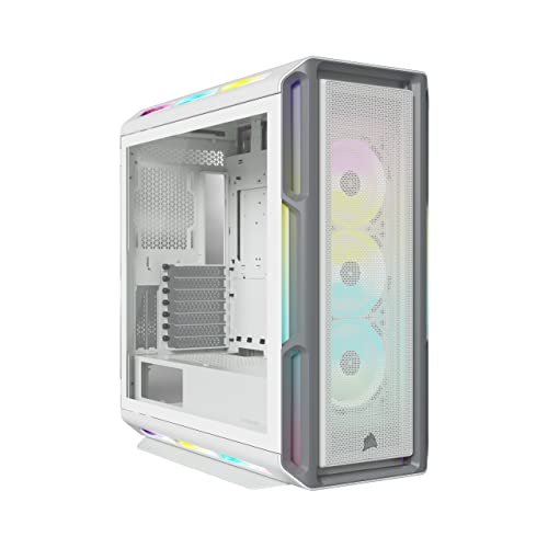 CORSAIR iCUE 5000T RGB Mid-Tower ATX PC Case-208 Individually Addressable RGB LEDs-Fits Multiple 360mm Radiators-Easy Cable Management-3 Included CORSAIR LL120 RGB Fans- White