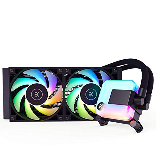 EK AIO 240mm, D-RGB All-in-One CPU Cooler with EK-Vardar High-Performance PMW Fans, Water Cooling Computer Parts, 120mm Fan, Intel 115X/1200/2066, AMD AM4