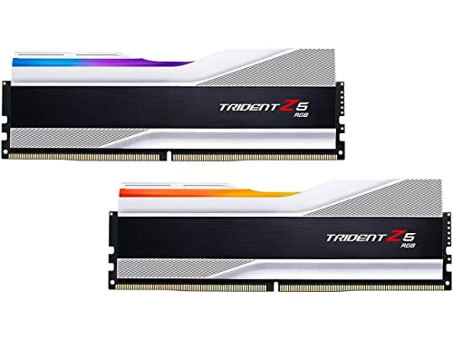 G.SKILL Trident Z5 RGB Series (Intel XMP 3.0) DDR5 RAM 64GB (2x32GB) 6000MT/s CL32-38-38-96 1.40V Desktop Computer Memory UDIMM - Metallic Silver (F5-6000J3238G32GX2-TZ5RS)