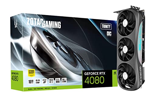 ZOTAC Gaming GeForce RTX 4080 16GB Trinity OC GDDR6X 256-bit 22.4 Gbps PCIE 4.0 Graphics Card, IceStorm 2.0 Advanced Cooling, Spectra 2.0 RGB Lighting, ZT-D40810J-10P