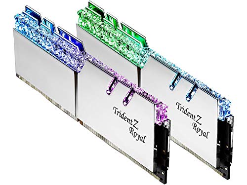 G.SKILL Trident Z Royal Series (Intel XMP) DDR4 RAM 32GB (2x16GB) 3600MT/s CL19-20-20-40 1.35V Desktop Computer Memory UDIMM - Silver (F4-3600C19D-32GTRS)