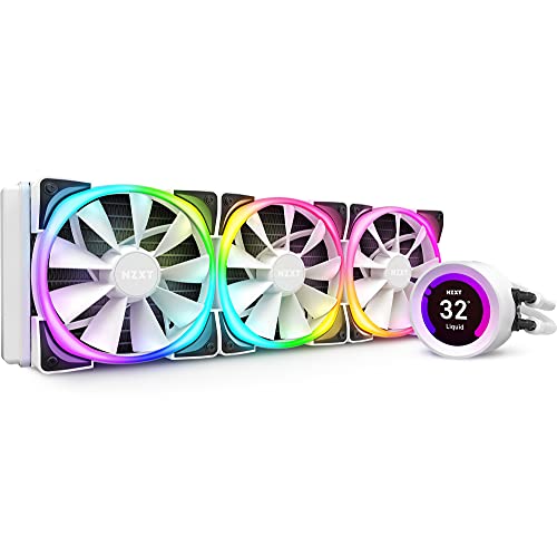 NZXT Kraken Z73 RGB 360mm - RL-KRZ73-RW - AIO RGB CPU Liquid Cooler - Customizable LCD Display - Improved Pump - Powered by CAM V4 - RGB Connector - Aer RGB 2 120mm Radiator Fans (3 Included) - White