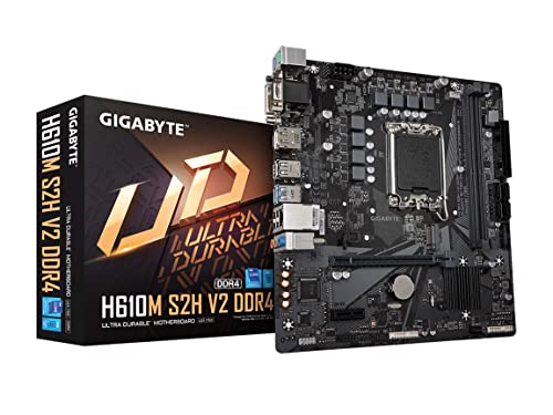 GIGABYTE H610M S2H DDR4 (H610/ Intel LGA 1700/ Micro ATX/ DDR4/ Single M.2/ PCIe 4.0/ USB 3.2 Gen1/ Realtek GbE LAN/Motherboard)