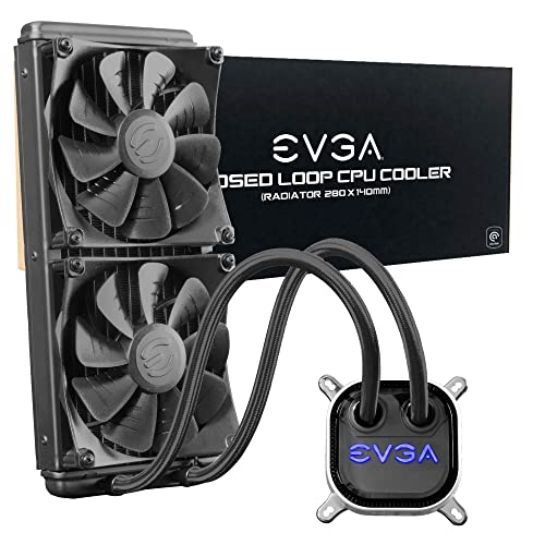 EVGA CLC 280mm All-In-One RGB LED CPU Liquid Cooler, 2x FX13 140mm PWM Fans, Intel, AMD, 5 YR Warranty, 400-HY-CL28-V1