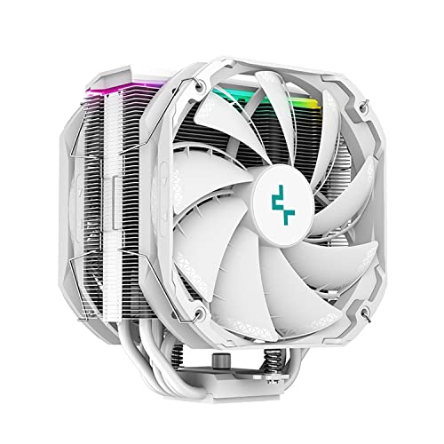 DeepCool AS500 Plus CPU Air Cooler 5V-3Pin ARGB Sync 220w TDP 5 Nickel Plated Copper Heat Pipes CPU Cooler with Dual-Fan 140mm PWM 1200RPM for Intel LGA 1700/1200/1151/1150/1155 AMD AM5/AM4, White