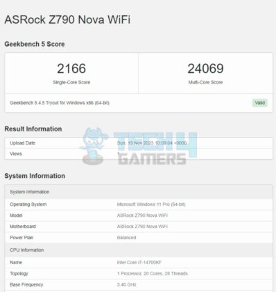 ASRock Z790 NOVA WiFi - Geekbench 5.4.5