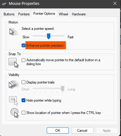 Enabling Mouse Acceleration in Windows 10 and 11